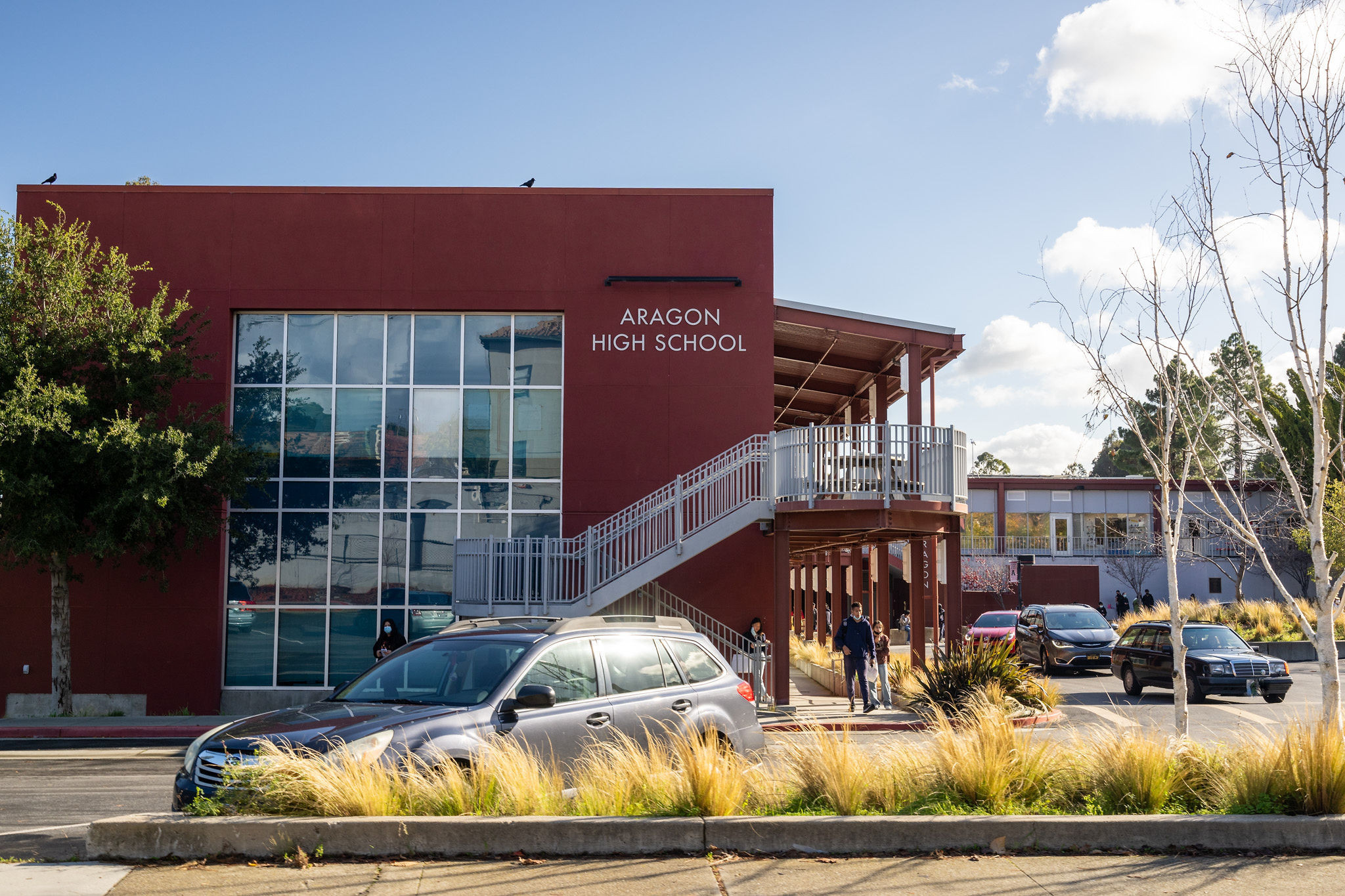 Aragon Aragon High School with red exterior finish in San Mateo.