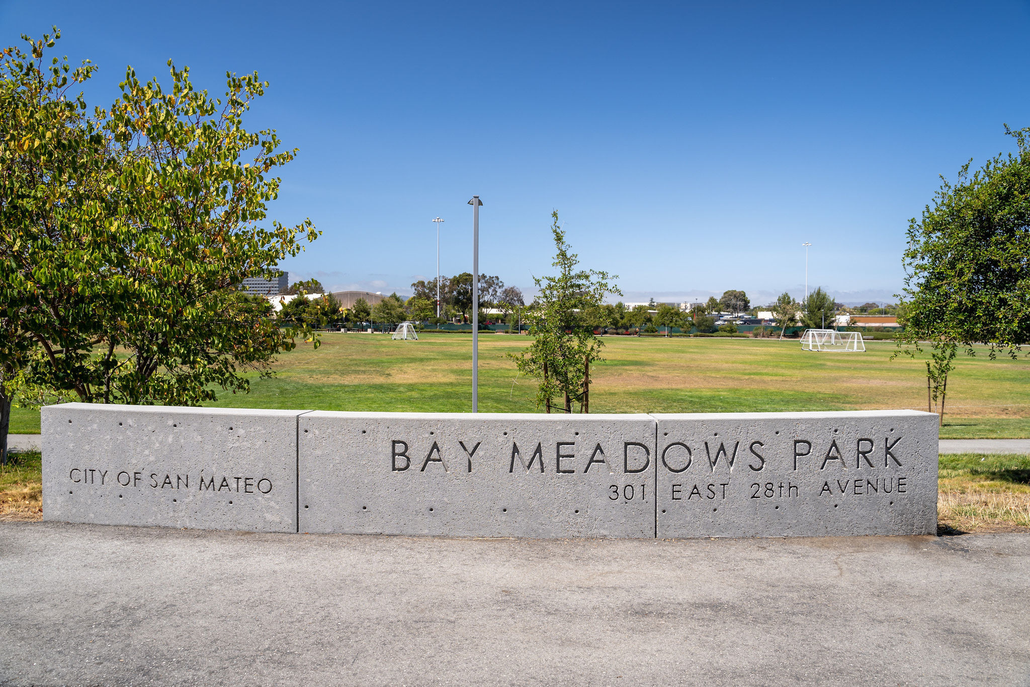 Bay Meadows/Fiesta Gardens Bay Meadows Park soccer field in San Mateo.