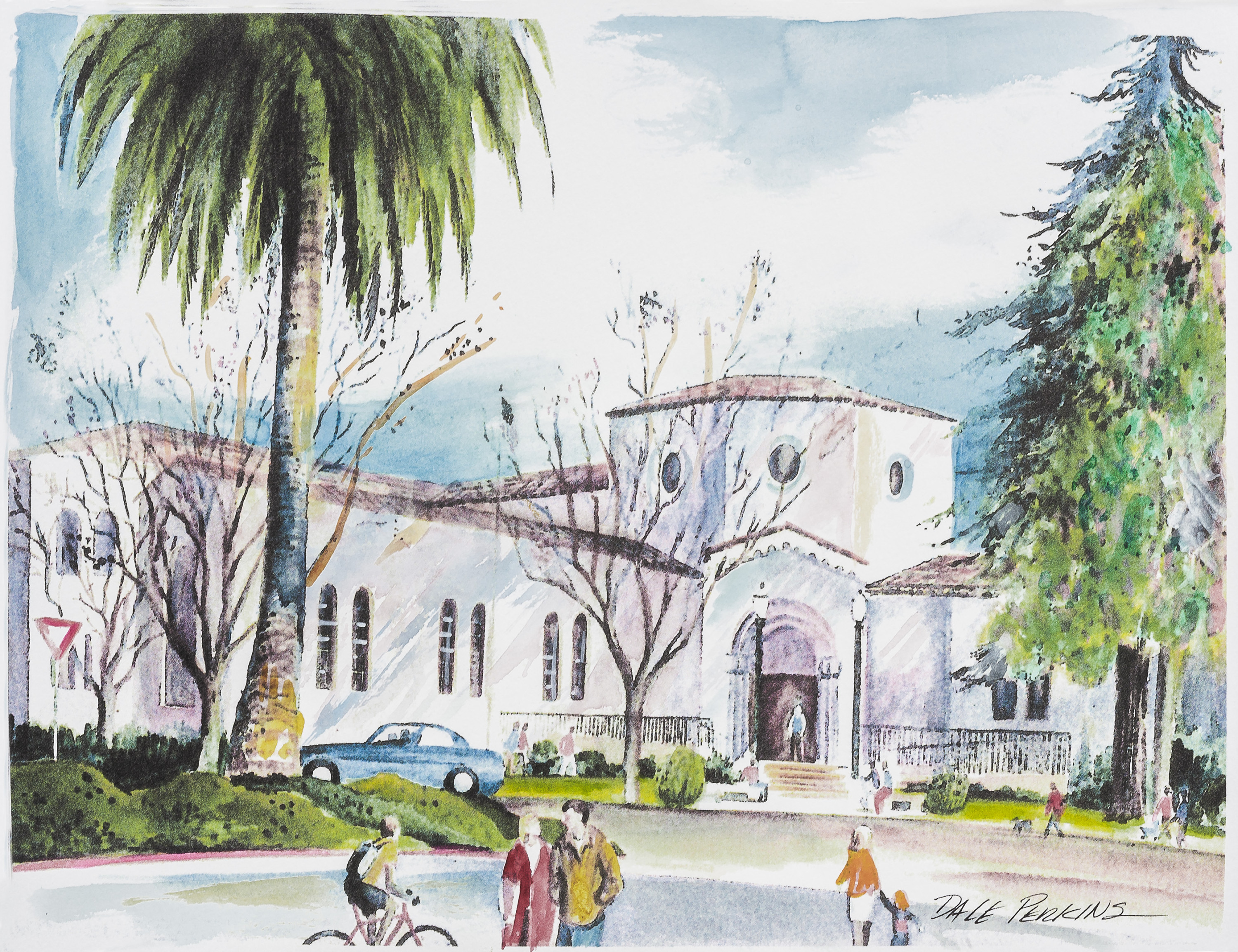 Burlingame Library Illustration with People by Dale Perkins
