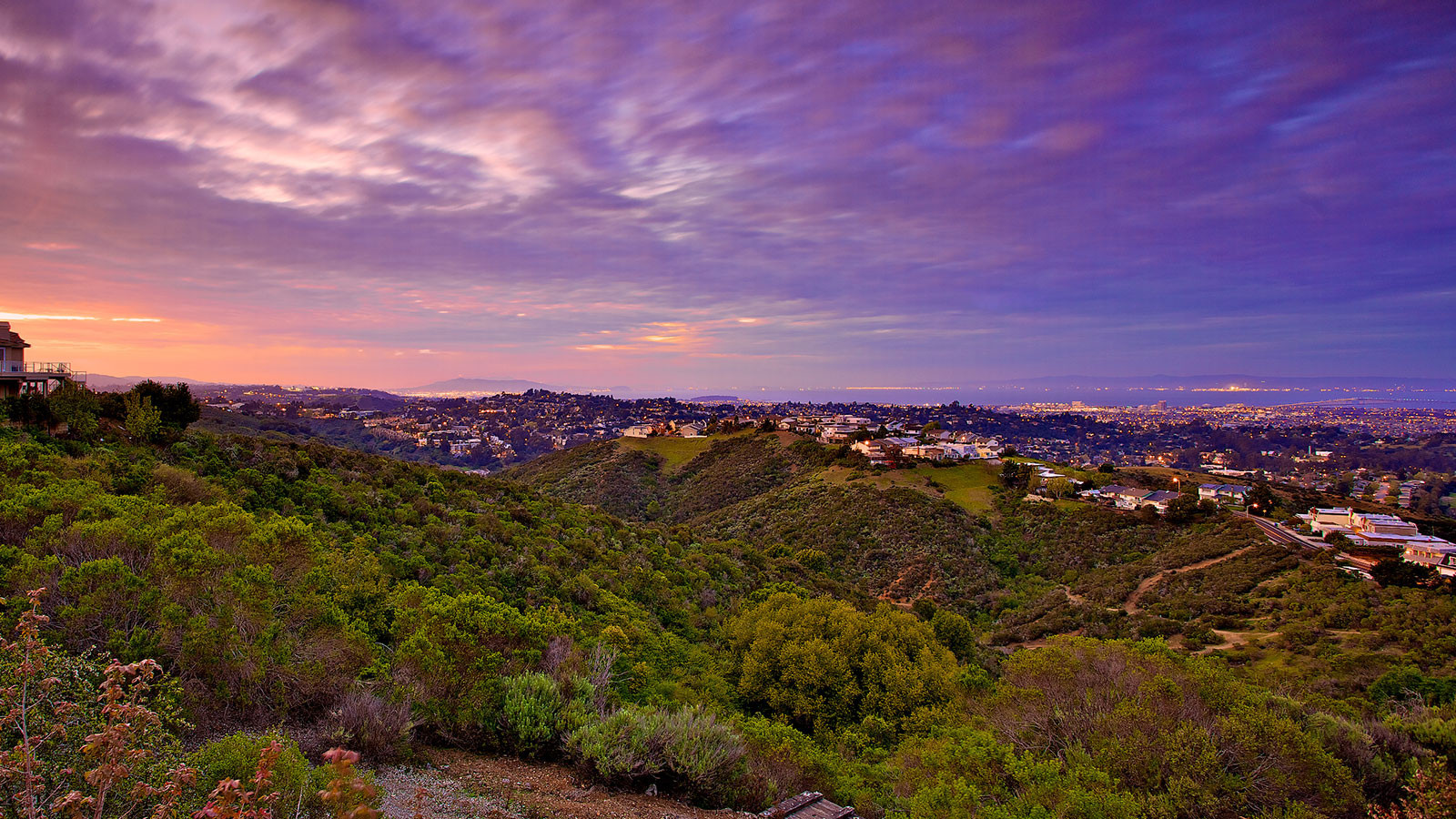 Purple sunset over San Mateo County Real Estate