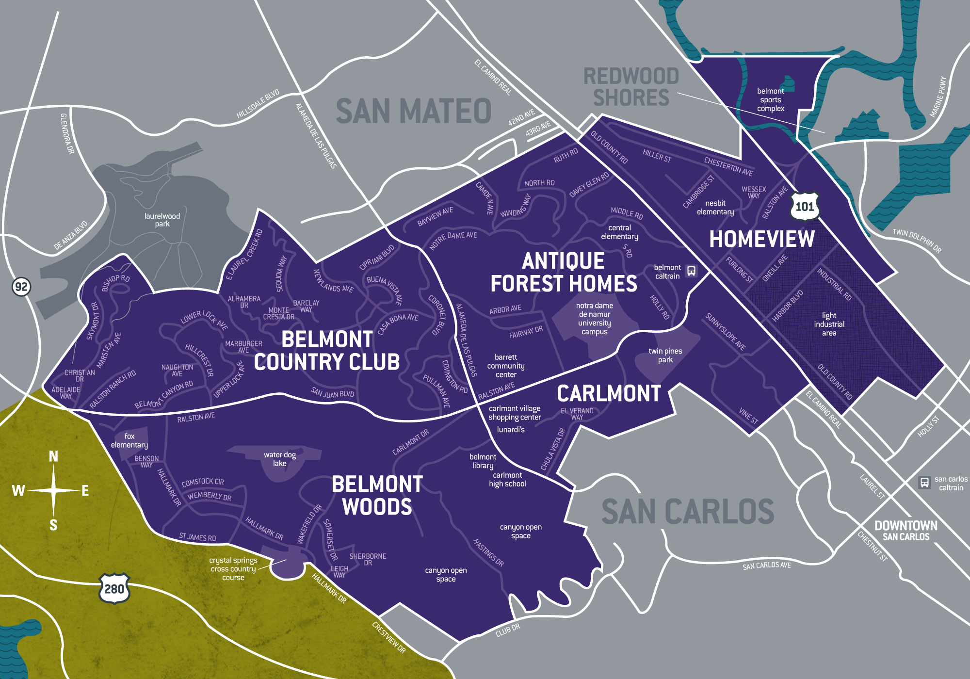 Belmont Area Map