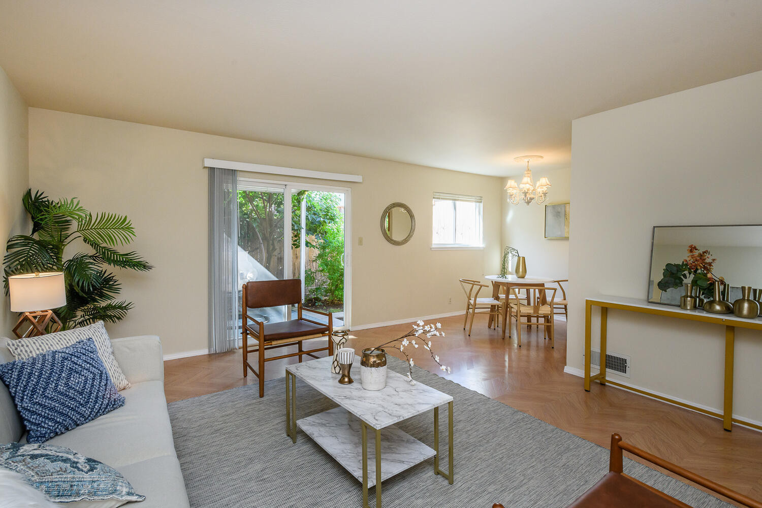 Open living room and dining area in Burlingame Terrace area in Burlingame.