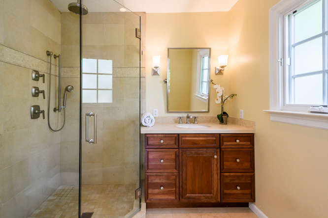 1428 Carlos Avenue Glass Enclosed Shower in Easton Addition Neighborhood in Burlingame.