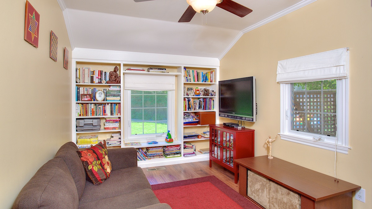 240 Arbor Lane Family Room Book Shelves in Park Western Subdivision/Hillsdale Neighborhoods in San Mateo.