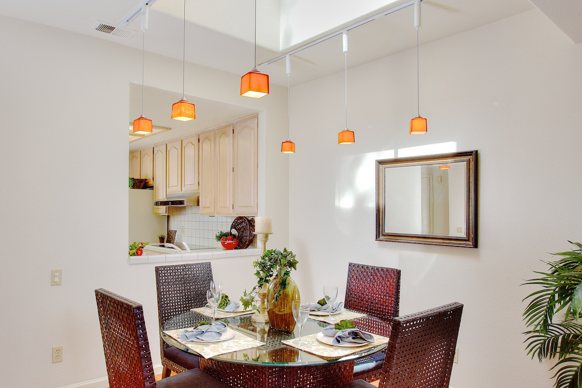 832 Lakeshore Drive Dining Area Pendant Lights in Lighthouse Cove Neighborhood in Redwood Shores.