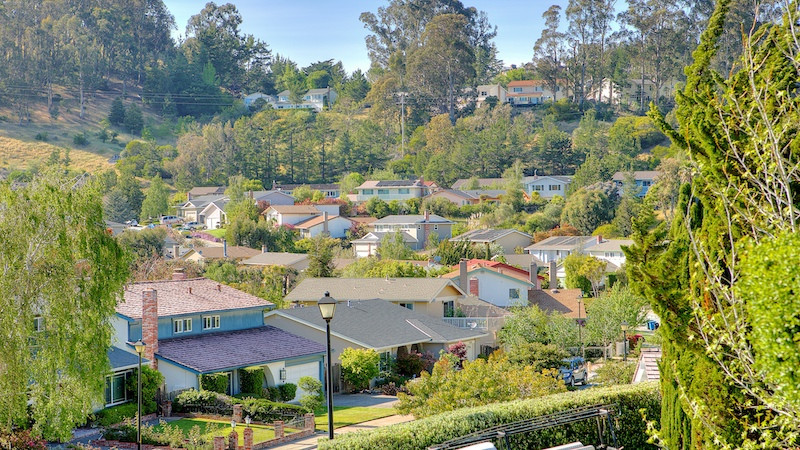View of rooftops in the San Mateo Terrace/Beresford area in San Mateo